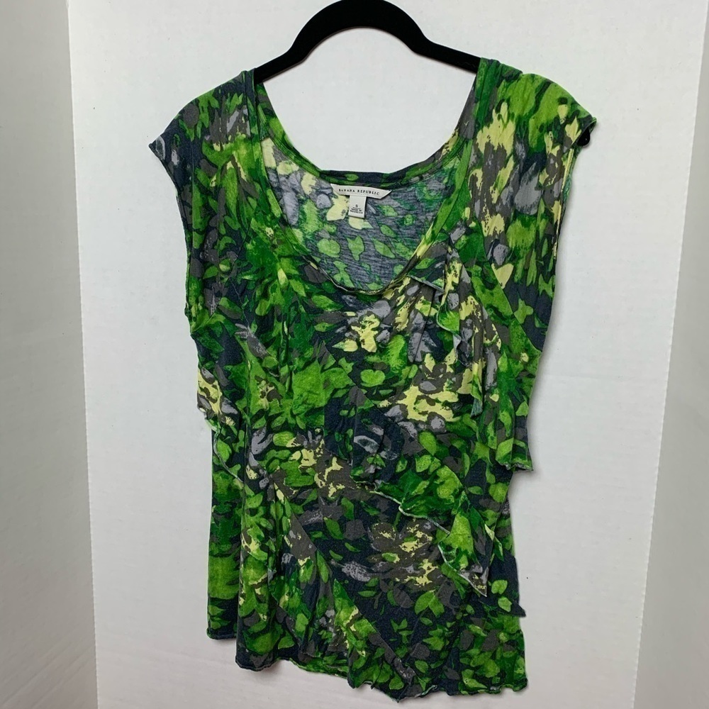 Banana Republic Green Gray Patterned Top Size Small